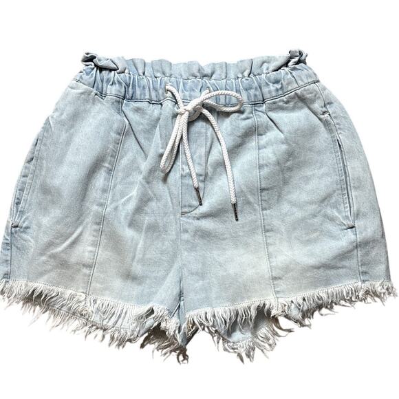 PISTOLA Paper Bag Waist Cooper Blue Denim Pull-on Shorts Size Small - Picture 5 of 9